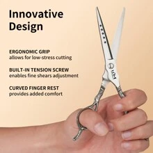 KIM JONG YI Professional 6.5-Inch Scissors, Suitable For Precise Cutting, Suitable For All Hair Types Without Holes, High-End Hairdressers, Hair Clippers And Thinning Shears, Stainless Steel Styling Tools For Salons And Homes, Can Be Used With Both Hands - Silver - View 4