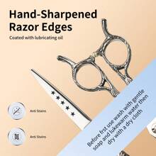 KIM JONG YI Professional 6.5-Inch Scissors, Suitable For Precise Cutting, Suitable For All Hair Types Without Holes, High-End Hairdressers, Hair Clippers And Thinning Shears, Stainless Steel Styling Tools For Salons And Homes, Can Be Used With Both Hands - Silver - View 5