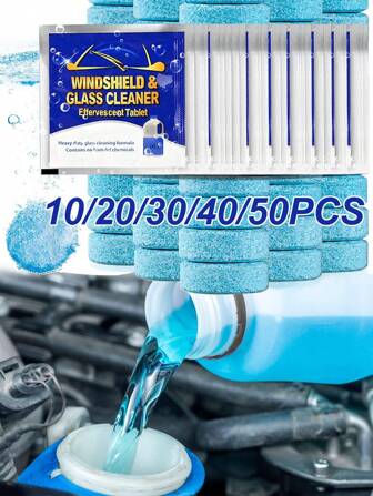 50片装汽车挡风玻璃清洗片 - 清洗液片玻璃清洁剂浓缩液汽车挡风玻璃雨刮液汽车挡风玻璃清洁剂汽车玻璃清洁剂