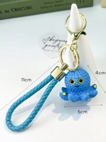 1 件创意卡通章鱼钥匙扣小雕像，可爱情侣包包吊坠，优雅小礼物 - 彩色 - 查看 2