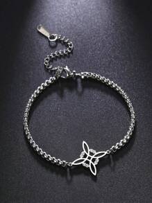 Unisex Stainless Steel Witch Knot Bracelet, Wicca Amulet Bead Jewelry