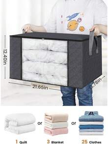 Große Aufbewahrungsbox aus Stoff, mit transparenten Fenstern, zusammenklappbare Reißverschluss-Aufbewahrungsbox für Kleidung, feuchtigkeitsbeständig für Zuhause, Kleidersortierung, Schulanfang Schlafzimmer Aufbewahrungstasche, Wohnheim-Notwendigkeiten, universitärer Fakultätsraum-Organisation, Spielzeug-Aufbewahrung, Quilts-Aufbewahrung