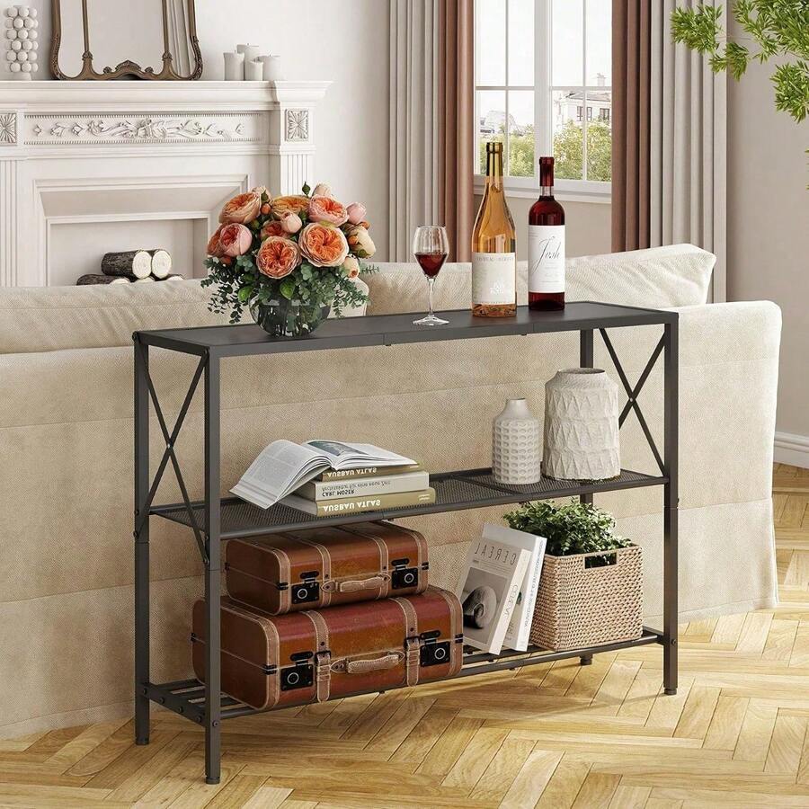 3 Tier Entryway Table, Hallway Table, Narrow Sofa Table With Shelves