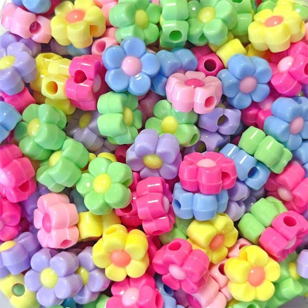 30pcs / 50pcs 13mm Acrylic Beads, Two Color Small Flower Mixed Color Two Color Contrasting Plum Blossom Bracelet, Mobile Phone Chain DIY