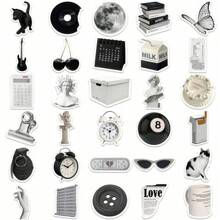60 piezas de pegatinas Grunge, pegatinas geniales en blanco y negro, pegatinas negras, pegatinas estéticas, pegatinas para botellas de agua, Hydroflask, guitarra, equipaje, teléfono, estuche, portátil, monopatín, regalo