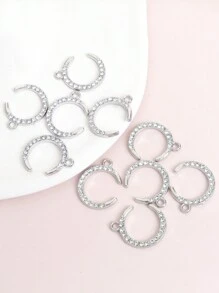 10pcs Sparkling Crescent Moon & Eight-Pointed Star Charms With Rhinestones Faux Pearl Decor - Daily Dating Wearing Stylish Simple Jewelry Making Accessories Elegant Necklace, Bracelet, Earrings And Four Seasons Clothing Decorations DIY Star & Moon Shape Alloy Pendants - Ideal Choice For Eid, Ramadan Gifts