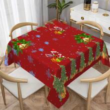 1 件防水耐热涤纶桌布 - 节日印花，编织矩形餐桌布，适用于餐桌和咖啡桌 - 机织涤纶面料，圣诞装饰 - 彩色 - 查看 15