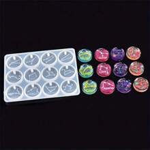 1pc 12 Zodiac Pendant Resin Mold, Round 12 Zodiac Symbol, Epoxy Resin Jewelry Mold, Suitable For Crafts, Handmade Gifts, Handcrafts, DIY Keychain, Jewelry Earring Pendant, Casting Mold - Zodiac Sign Earring Mold - View 3