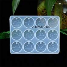 1pc 12 Zodiac Pendant Resin Mold, Round 12 Zodiac Symbol, Epoxy Resin Jewelry Mold, Suitable For Crafts, Handmade Gifts, Handcrafts, DIY Keychain, Jewelry Earring Pendant, Casting Mold - Zodiac Sign Earring Mold - View 2