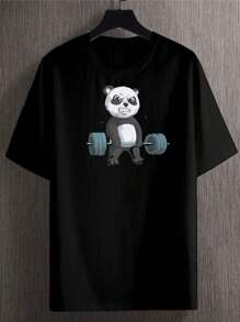 Black Panda Gym Tshirt Shirt Men's And Women's Dtf - màu đen - Xem 1