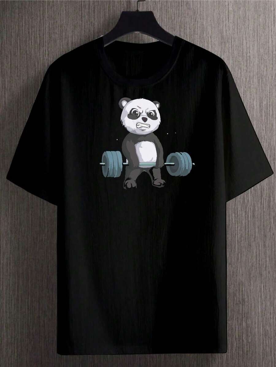 Black Panda Gym Tshirt Shirt Men's And Women's Dtf - màu đen - Xem 1