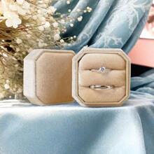 1pc 5*4.5*4.5 Cm Velvet Ring Box For Couples, White/Pink Ring Box For Engagement Rings, Hexagonal Velvet Wedding Jewelry Storage Box, Vintage Octagonal Double Ring Box For Rhinestone Ring And Earrings, Suitable For Ring And Earring Storage, Suitable For Proposal, Wedding, Gift Giving, Anniversary To Wife. Can Also Be Used For Portable Travel. Back To School - Multicolor - View 21
