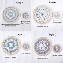 1 Stück Stoffquaste Tischset Boho Tischmatten runde Tischmatten geflochtene Tischmatten bohemian Küche gewebte Küche Tischset Heimdekoration Tischsets Tischsets waschbar Untersetzer