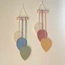 1pc Macrame Leaf Wall Hanging, Bohemian Woven Tapestries Leaves Wall Art, Boho Tassels Hanging Decorative Ornament Room Decor For Nursery, Bedroom Living Room Dorm Decoration, Home Decor, Room Decor, Wall Decor Gifts Birthday Graduation