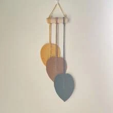 1pc Macrame Leaf Wall Hanging, Bohemian Woven Tapestries Leaves Wall Art, Boho Tassels Hanging Decorative Ornament Room Decor For Nursery, Bedroom Living Room Dorm Decoration, Home Decor, Room Decor, Wall Decor Gifts Birthday Graduation