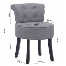 LIVINGANDHOME Living And Home Velvet Vanity Stool With Thick Cushion - Light Grey - View 11