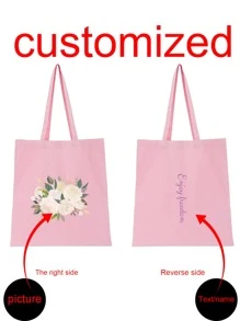 1 pieza Bolsa de lona personalizada, plegable, ligera, casual, para compras de comestibles, recuerdos personalizados, fiestas, decoración, única, minimalista, de moda, plegable, para comestibles, bolso de hombro, regalo