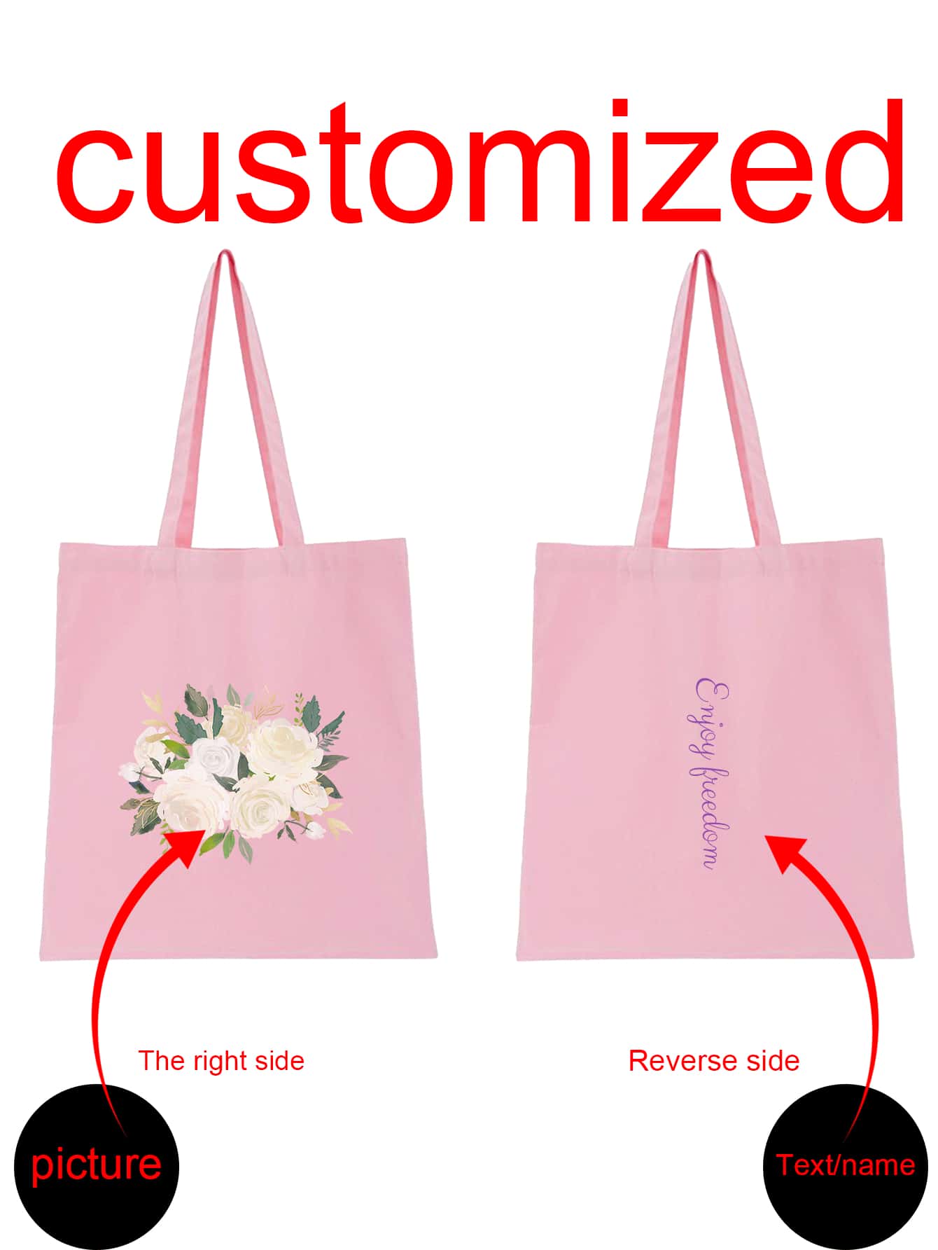 1個 カスタマイズ可能な折りたたみキャンバストートバッグ、軽量カジュアルショッピングバッグ、記念品、パーティーの装飾、ユニークなミニマリストファッション、折りたたみハンドバッグ、バレンタインデー、ハロウィン、クリスマス、誕生日ギフトに最適 - ピンク - 見る 9