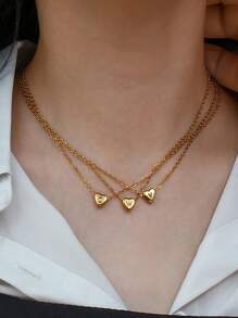 1 pieza Collar con colgante de letra A-Z con corazón de acero inoxidable, elegante collar con colgante en forma de corazón y letra, adecuado para uso diario casual de chicas, regalo de fiesta festiva