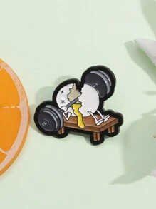 1pc Funny Gym Weightlifting Enamel Brooch, Creative Weightlifting Accident Metal Lapel Pin Badge, Gift For Friends - Multicolor - View 1