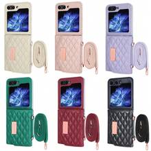 Modna skórzana torba na telefon komórkowy z miejscem na karty, kompatybilna z etui Galaxy Flip 3 4 5 6