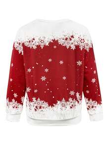 女士秋冬圆领时尚可爱圣诞酒杯图案派对运动衫套头衫 - 紅色 - 查看 3