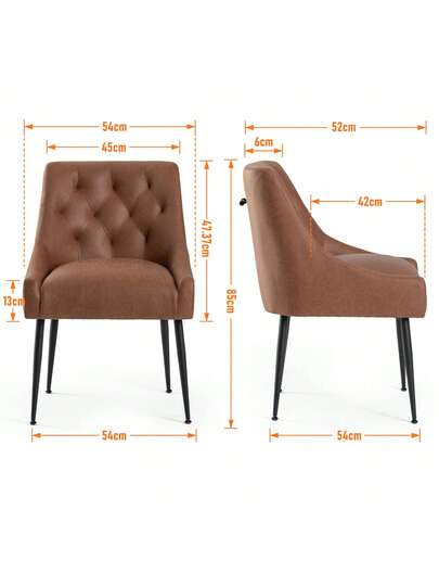Set Of Dining Chairs Metal Feet, Moderne Kitchen Backrest, Dining/Living Room Lounge view 2
