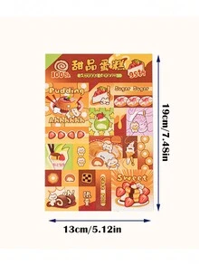 4 件贴纸包：美味食物贴纸相册、节日装饰贴纸、防水 PET 贴纸，适用于平安夜、圣诞节、万圣节、新年、学生礼物、祝福、可爱复古派对礼品卡、感恩节礼物、INS 别致 DIY 工具、卡通节日装饰、学生礼物 - 彩色 - 查看 2