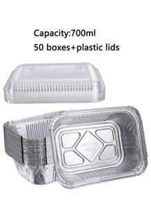 20/50pcs Disposable Aluminum Foil Baking Pans - Silver - View 14