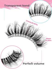 Asiteo 7 Pairs 3D Transparent False Eyelashes With Natural Delicate Faux Mink Lashes, 7 Mixed Styles, Fluffy & Curly Cat Eye Lashes - 黑色 - 查看 5