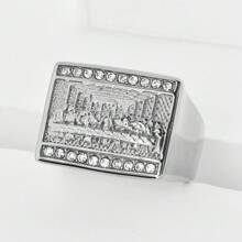 1 pieza Nuevo anillo de acero de titanio HIPHOP chapado en oro con famosa pintura mundial para hombre, joyería de acero inoxidable - Accesorios de acero inoxidable - Ver 17