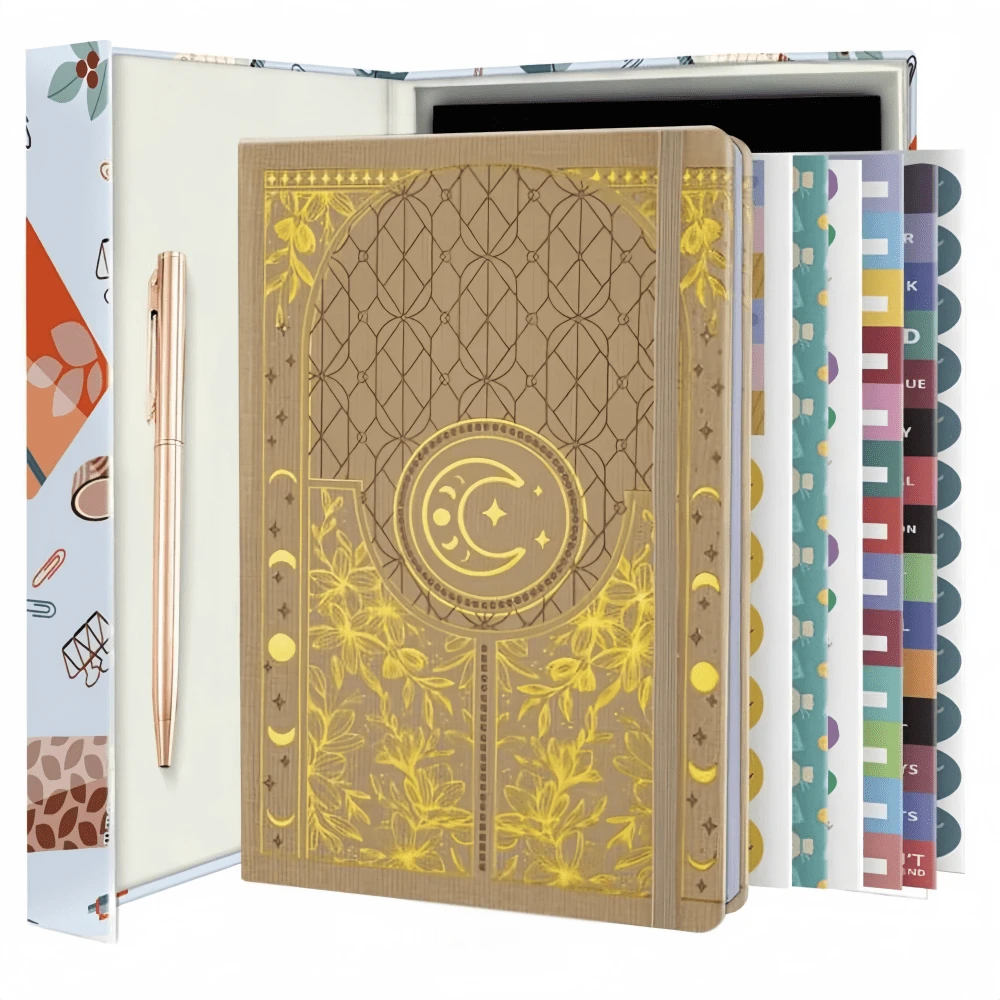 1 Set Boho Style Fantasy Themed Notebook - Vegan Soft Cover Dotted Journal With Pen Loop, Elastic Band, And Inner Pockets - Premium Paper Diary For Business, Learning, Creatives - Multicolor - View 1