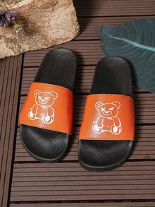 Dép xỏ ngón thời trang mới đa năng cho nữ, thích hợp cho trong nhà/ngoài trời, trang phục mùa hè, thiết kế nhân vật và hoạt hình, bãi biển, du lịch, nhà, chống trượt, dép xỏ ngón thoải mái và đế bằng, dành cho cả nam và nữ - màu đen - Xem 1