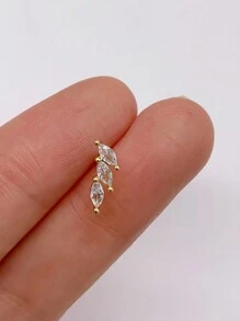 1件装 16G 金箔内螺纹唇钉 | 925纯银低过敏性耳环 | 耳骨钉 | 扁平唇钉 | 鼻钉 | 男女通用日常佩戴 | 单独出售（非一对） - 彩色 - 查看 3