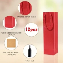 12 件优质圣诞红酒礼品袋、生日购物派对用品、圣诞物品、购物袋、派对袋、婚礼生日派对礼品袋、手工手提袋、派对礼品、生日装饰、派对礼品装饰、婚礼装饰、派对用品 - 紅色 - 查看 3