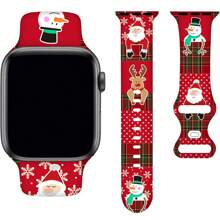 Compatible With Apple Watch Band, Christmas Sport Silicone Bands Compatible With Apple Watch Band 38mm 40mm 41mm, Christmas Decoration Silicone Strap Wristbands Compatible With IWatch Bands Series SE 7 6 5 4 3 2 1 For Girls Women Boys Men