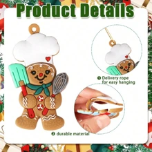 一套 8 件姜饼人 3 英寸高圣诞树装饰品：在圣诞节给您的圣诞树装饰增添一丝甜蜜！ - 彩色 - 查看 3