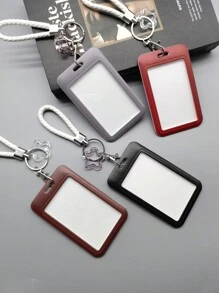 1 chiếc túi đựng thẻ nhựa màu trơn, giá đựng thẻ nhiều màu đơn giản, thích hợp để đựng thẻ sinh viên, thẻ xe buýt, thẻ trường, có móc khóa lò xo, đồ dùng học tập, trở lại trường - Nhiều màu - Xem 3