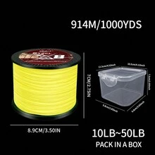 Dây câu cá PE bện 8 sợi màu vàng Chelesh 1000m, độ hiển thị cao cho nước mặn và nước ngọt, 10-100lbs, chống mài mòn, trơn tru, đúc xa hơn, đi kèm với bao bì đa năng, quà tặng câu cá - Màu vàng - Xem 6