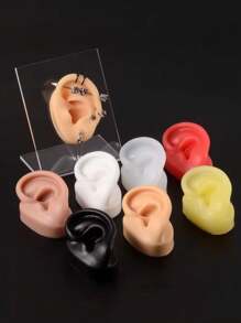 1 件软硅胶耳模型展示道具练习穿刺工具耳环耳钉多色仿真展示工具身体首饰 - 彩色 - 查看 1