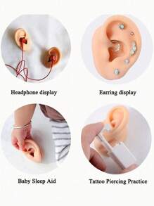 1 件软硅胶耳模型展示道具练习穿刺工具耳环耳钉多色仿真展示工具身体首饰 - 彩色 - 查看 9