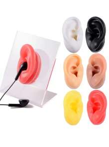 1 件软硅胶耳模型展示道具练习穿刺工具耳环耳钉多色仿真展示工具身体首饰 - 彩色 - 查看 3