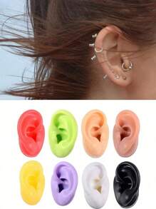 1 件软硅胶耳模型展示道具练习穿刺工具耳环耳钉多色仿真展示工具身体首饰 - 彩色 - 查看 4