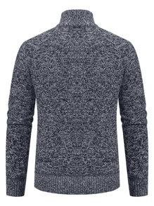 男士前拉链长袖针织保暖内衬运动衫夹克，保暖 - 深灰色 - 查看 3