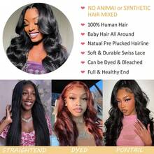 13x4 Body Wave Lace Front Wigs Human Hair 180% Density 13x4 Deep Lace Front Wigs Human Hair HD Transparent Lace Frontal Wig Pre Plucked With Baby Hair Natural Color