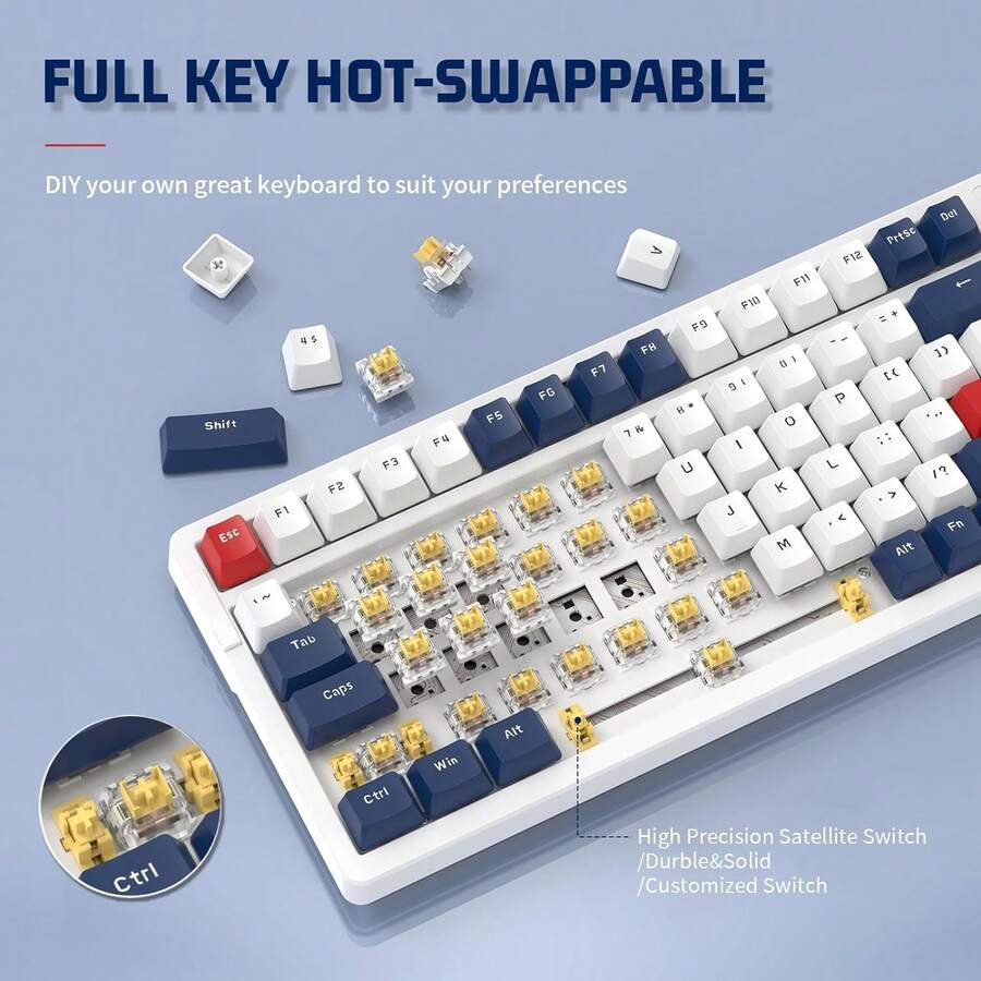 ATTACK SHARK K98 Wired HotSwap Gaming Keyboard With Metal Coiled USB C