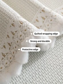 1 件雪尼尔提花面料座垫，韩式现代简约防猫抓防滑沙发套，防宠物毛发客厅沙发保护套，适用于 L 形、1/2/3/4 座沙发（单独出售） - 米色 - 查看 9