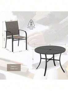 5 Piece Outdoor Dining Set Patio Furniture Set Round Table For Yard - 1 - 查看 9