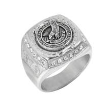 1 pièce Bague pour homme en acier inoxydable haut de gamme plaquée or sous vide avec aigle philippin incrusté de diamants , bijoux en acier inoxydable