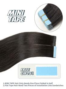 10 Pcs Mini Tape In Hair Extensions Human Hair Color 1b Nature Black 14-22 Inch Remy Human Hair Double Side Invisible Seamless Tape In Hair Extensions
